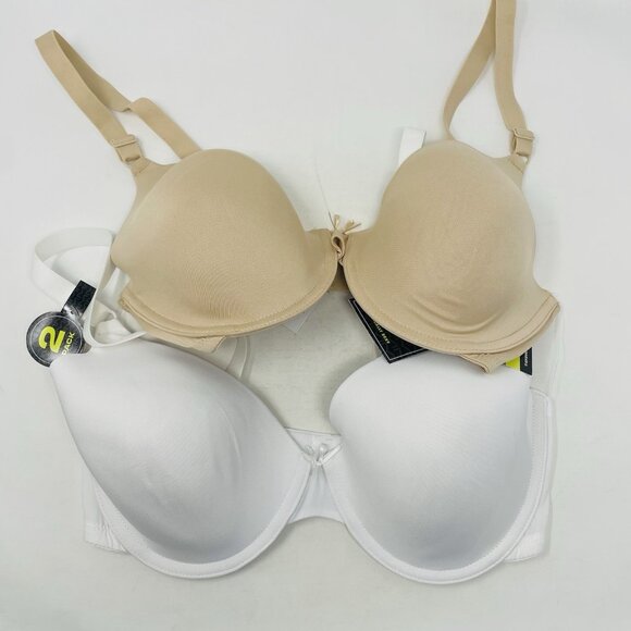 Maidenform Self Expressions Womens 36DD 2 Pack T-Shirt Bra 5701 Latte/White 1596 - Picture 3 of 9